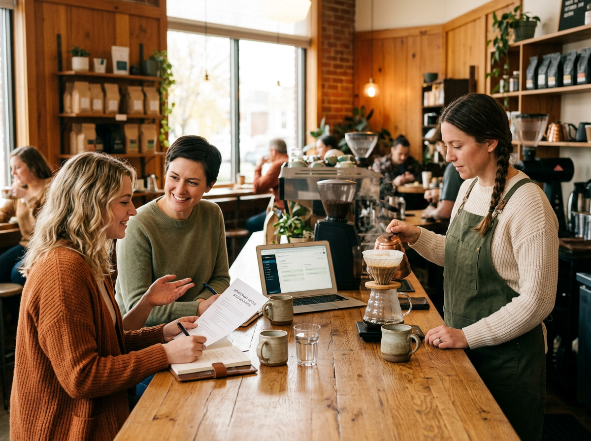 Warm coffee consultation and pour over brewing session