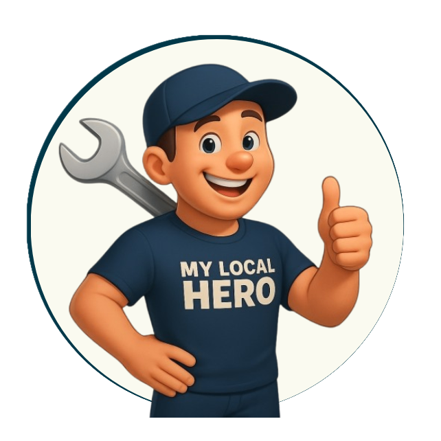 My Local Hero mascot handyman giving a thumbs up