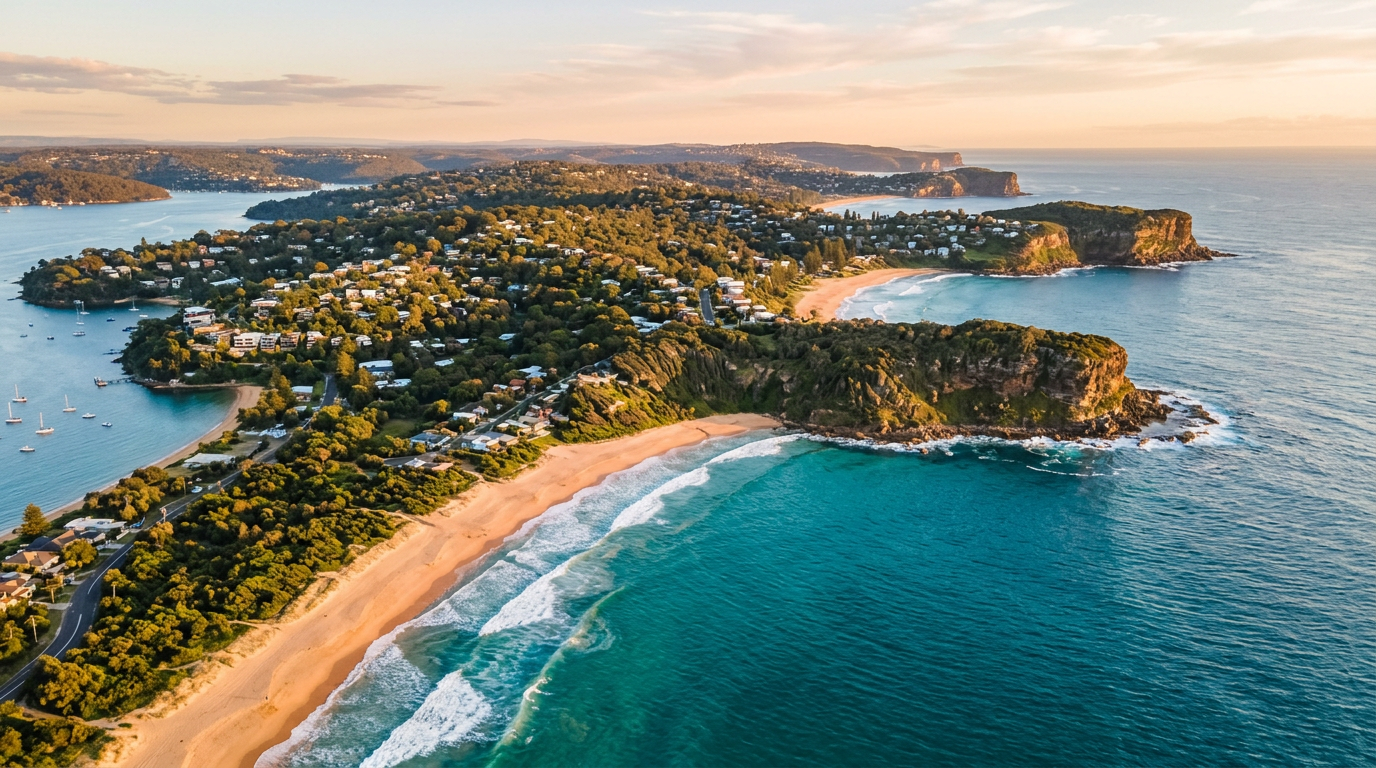 Aerial view of Sydney's Northern Beaches coastline