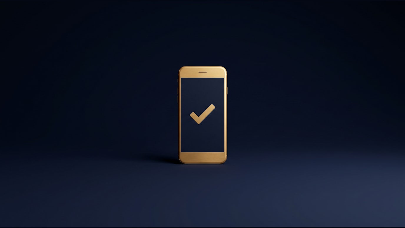 A phone displaying a customer message is being marked complete