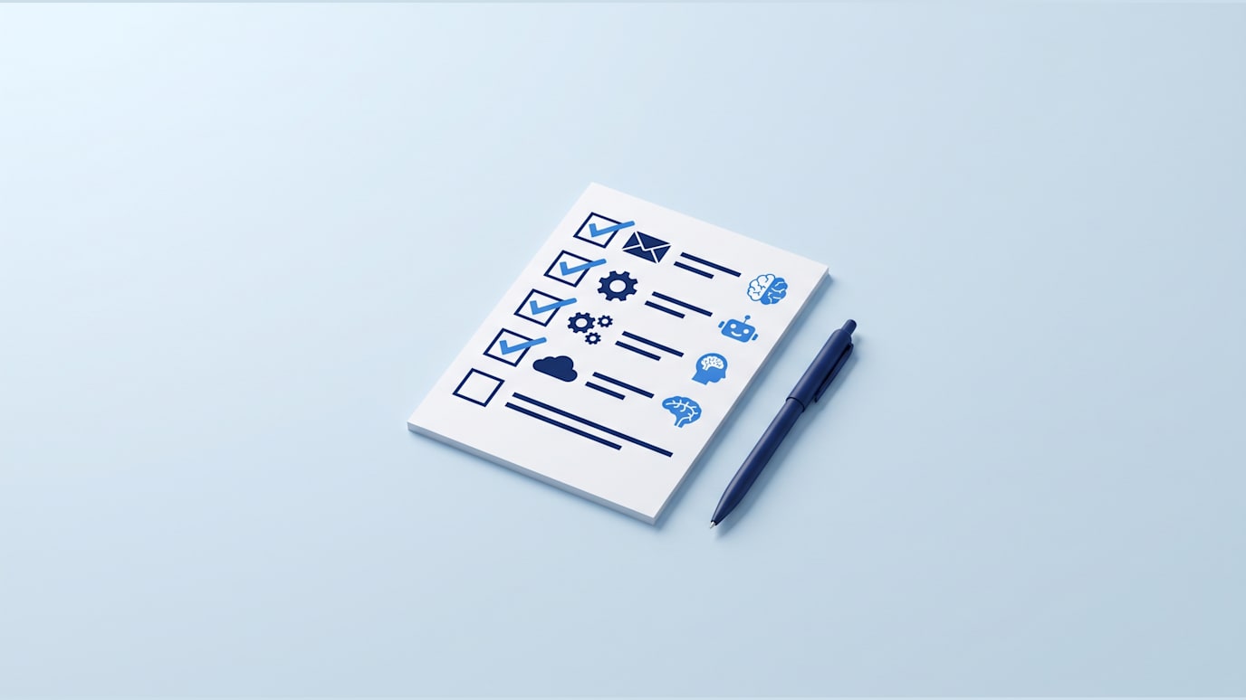 A printed checklist is being ticked as small business tasks are matched to the right AI tools