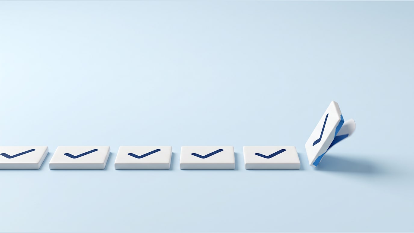 A row of seven white tiles