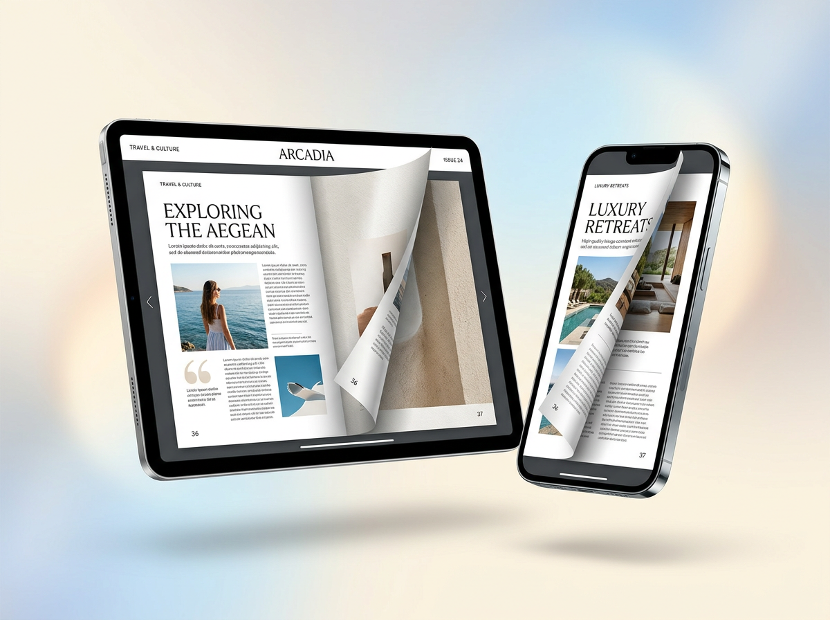 GREET Ridgefield digital magazine shown on tablet and phone