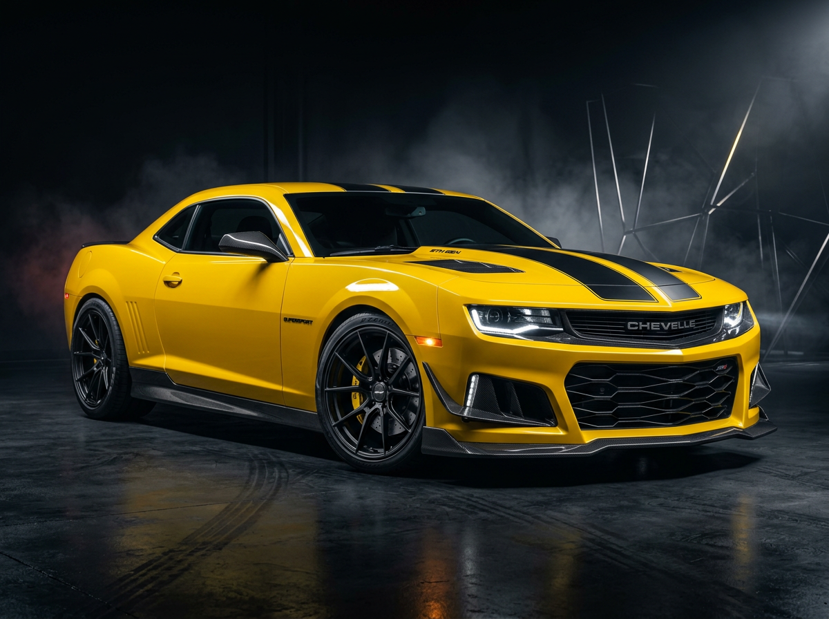 Bumblebee Camaro front three-quarter hero angle