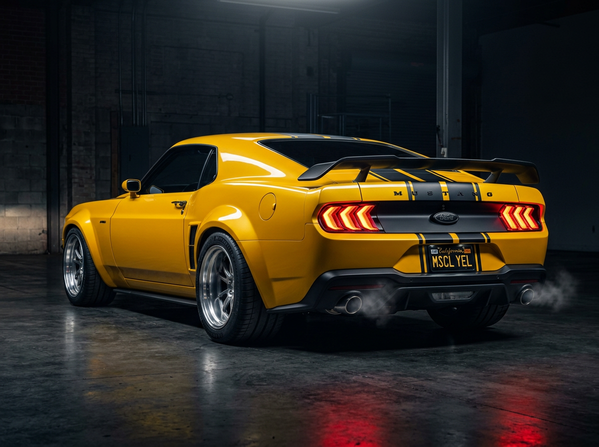 Bumblebee Camaro rear view with signature taillights
