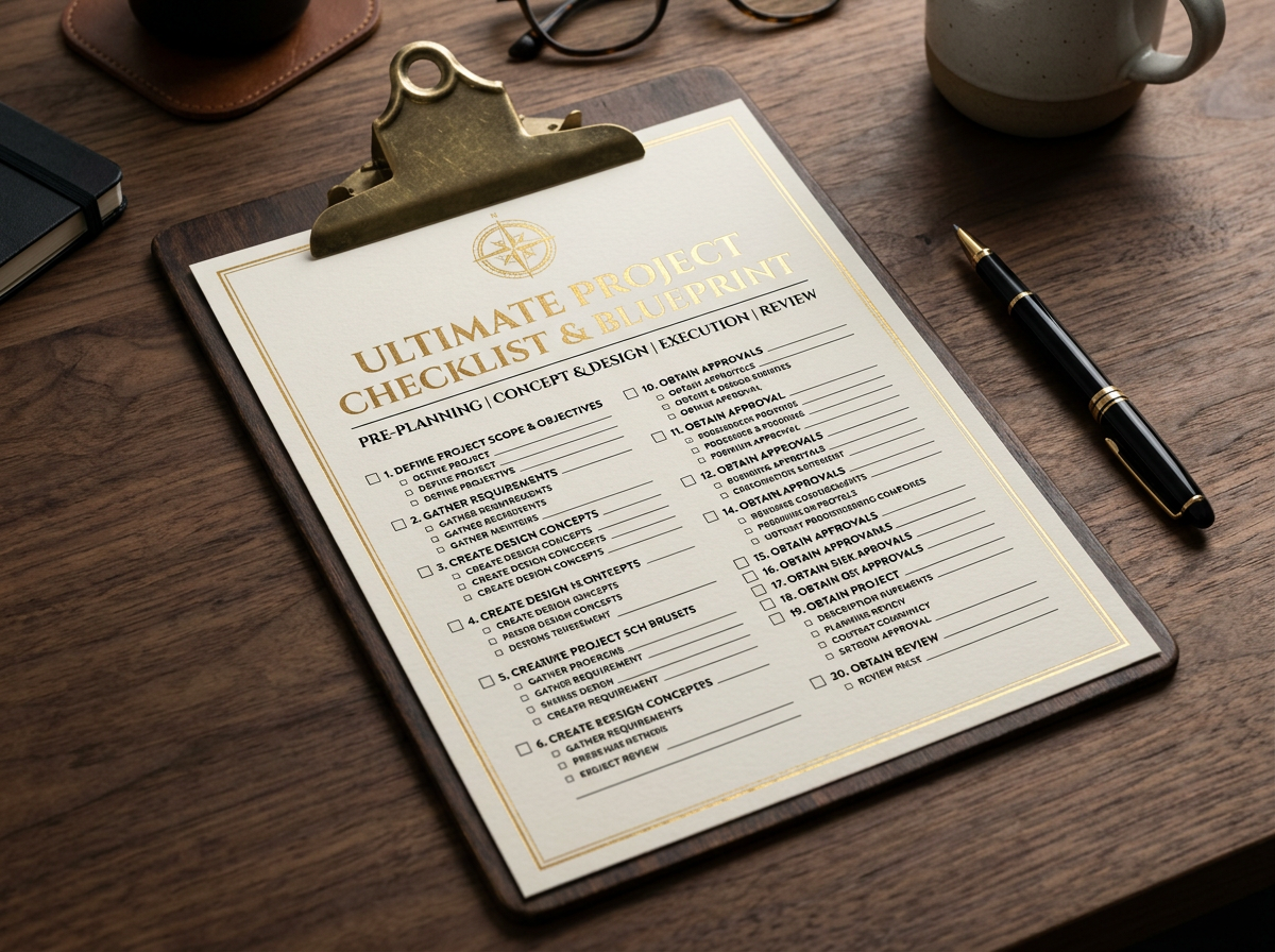 Physical mockup of the Pre-Event Success Blueprint checklist