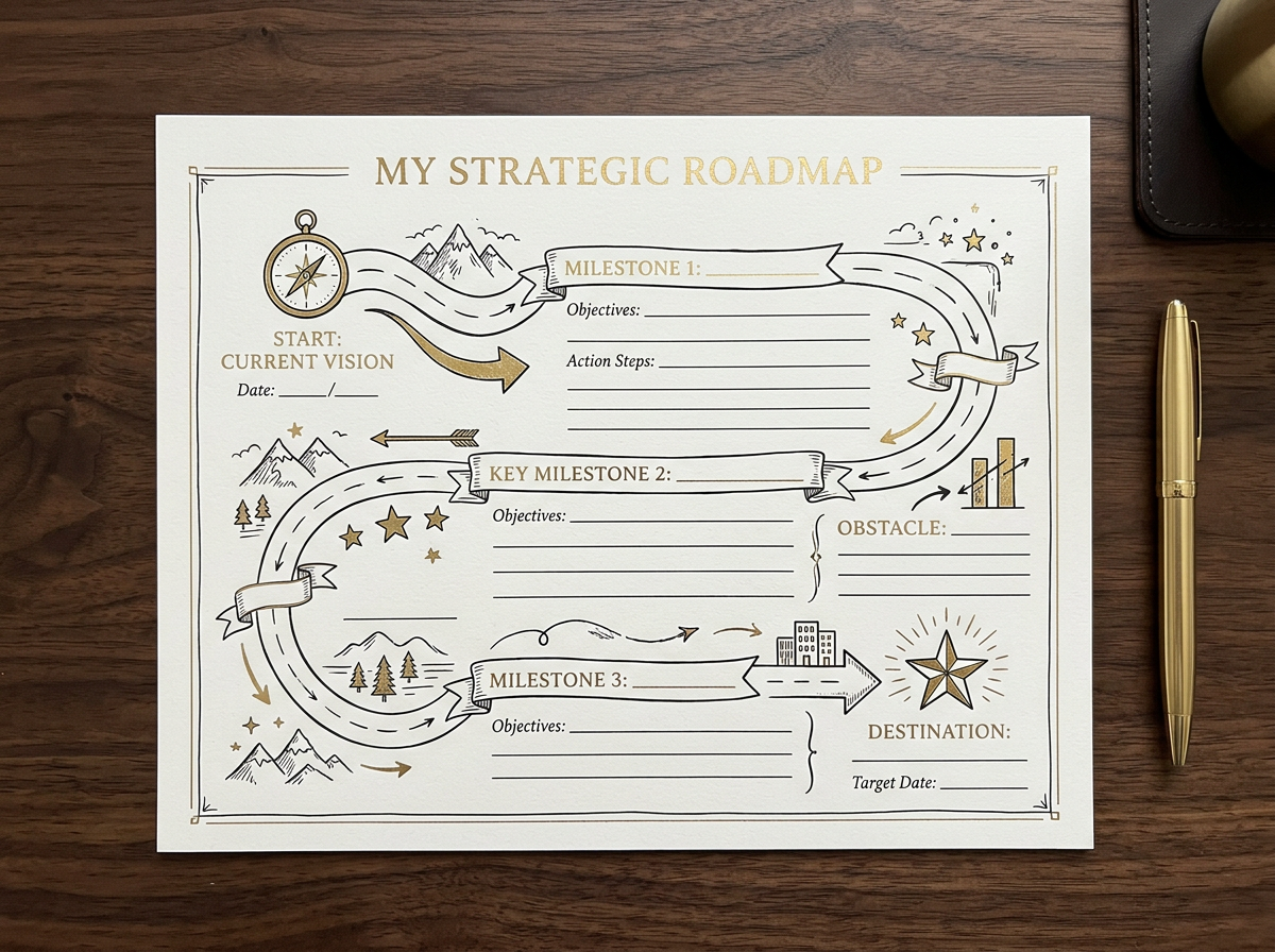 Physical mockup of the Wealth Action Roadmap worksheet