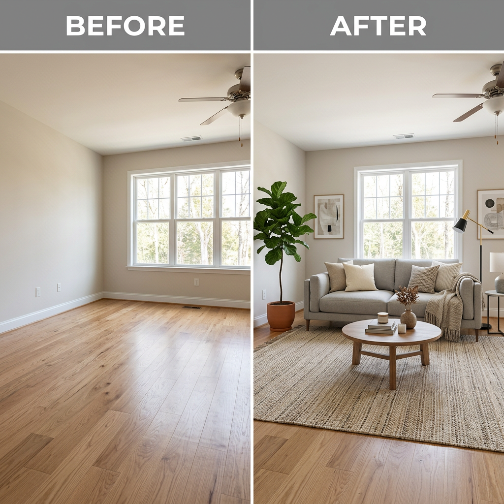 Virtual staging before and after for real estate