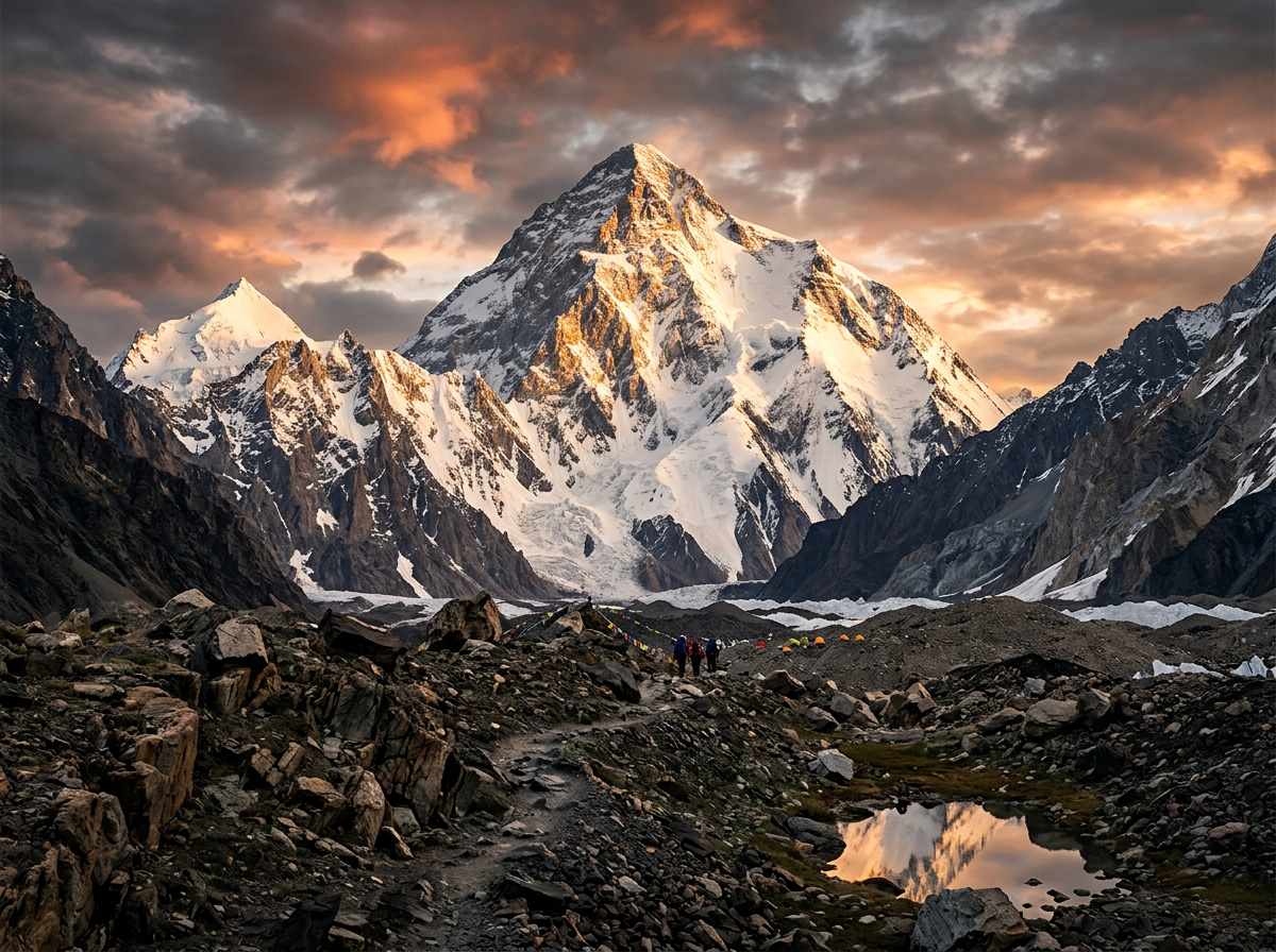 Realistic view of K2 mountain peak in the Karakoram range