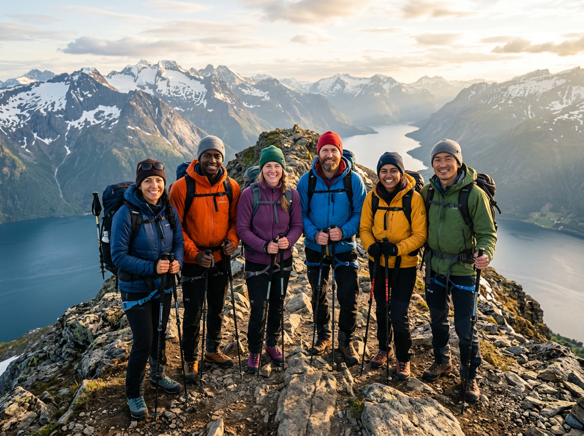 NorthPeak Escapes lead guides on a mountain ridge